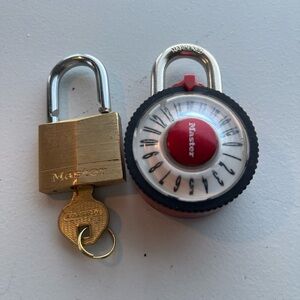 Masters Brass‎ and Red Padlock Set